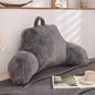Holawakaka Standard Faux Fur Bed Rest Pillow with Arms, Artificial Rabbit Fur Reading Pillows Perfect for Adults, Teens, Kids, Pregnancy Lumbar & Head Neck Coccyx Lower Back Support Cushion (Grey)