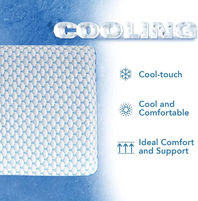 Stomach Sleeping Pillow for Shoulder and Neck Pain Relief, Thin Pillow for Sleeping- Cooling Memory Foam Pillows Flat Pillows for Stomach Sleepers,Low Profile 3.25-inches for Back Sleeper