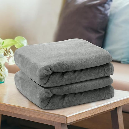 IR Imperial Rooms Fleece Blanket 16 Pack - Super Soft Fluffy Light Grey Throw Blanket for Sofa and Bed - Warm and Cozy Lightweight 400 GSM Microfiber Bed Throws Blankets, 50x60 Inches (Throw/Travel)