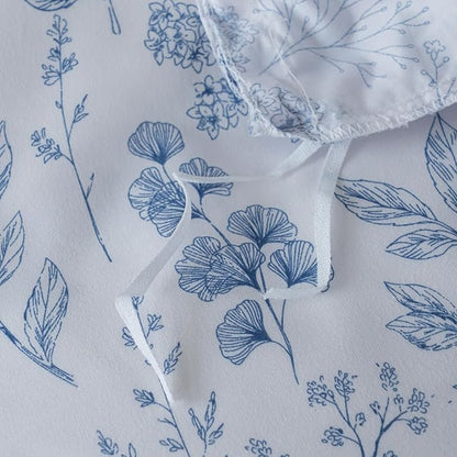 Jane yre Flower Queen Duvet Cover Brushed Microfiber 3 Pieces Floral Bedding Set Queen Garden Style Blue Floral Pattern Flower Queen Duvet Cover with Zipper Closure Luxury Soft Breathable Comfy