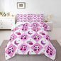 Castle Fairy Cartoon Owl Comforter Set Twin Size Hand Drawn Star Moon Bedding Set Kids Boys Girls Kawaii Jungle Animal All Season Quilt Set Pink Violet Checkered Plaid Bedding Comforter Sets,2Pcs