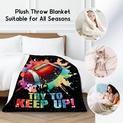 Football Blanket, Football Gifts for Boys Men Adults, Lightweight Flannel Throw Blankets for Team Player, Sport Theme Throws Boys Room Decor for Couch Sofa (Colorful, 40x50 Inch)