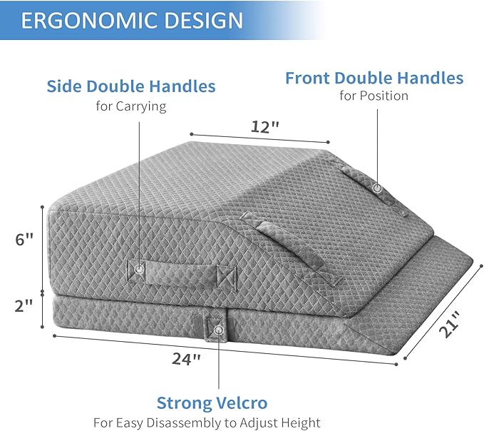 Adjustable Leg Elevation Pillows for Swelling, Cooling Gel Memory Foam Wedge Pillows for After Surgery, Sciatica Back Knee Hip Ankles Pain Relief, Leg Pillows for Sleeping Blood Circulation