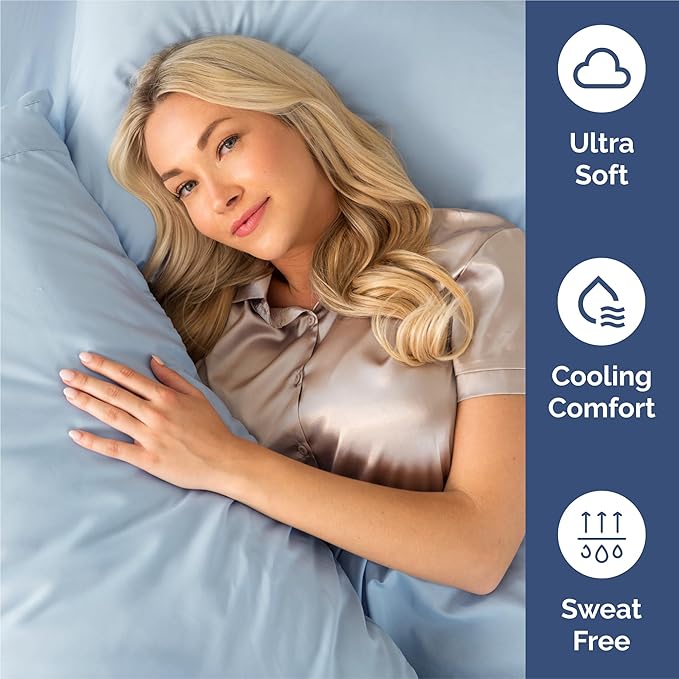Cal King 6 Piece Sheet Set - Comfy Breathable & Cooling - Ultra-Soft Hotel Luxury Bedding Set w/ 8-16 Inch Deep Pockets - 1 Flat & 1 Fitted Sheet & 4 Pillowcases - Wrinkle Free & Easy Care - Sky Blue