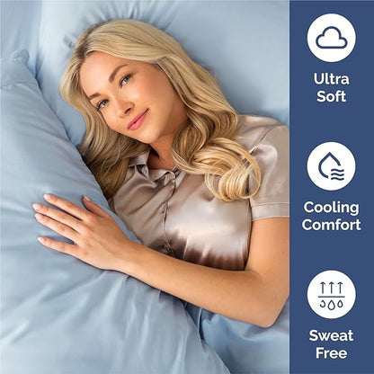 Twin 4 Piece Sheet Set - Comfy Breathable & Cooling - Ultra Soft Hotel Luxury Bedding Set w/ 8-16 Inch Deep Pockets - 1 Flat & 1 Fitted Sheet & 2 Pillowcases - Wrinkle Free and Easy Care - Sky Blue