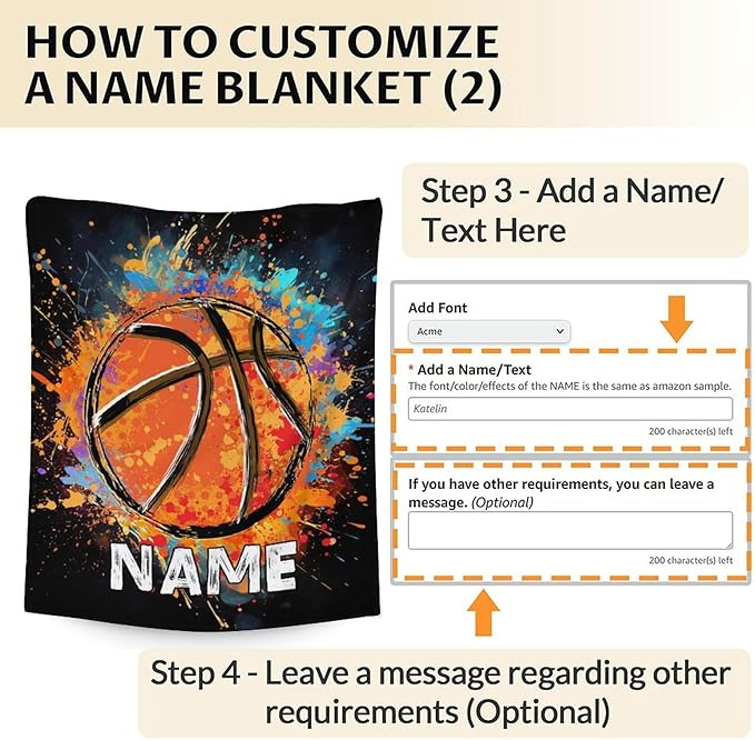 Personalized Basketball Blanket Gifts with Name, 60x50 Inches Sports Throw Blanket for Basketball Lover Kids Teens Adults, Black Soft Fuzzy Blankets for Couch Sofa Bed
