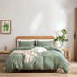 Green Duvet Cover King, 100% Washed Cotton Linen Like Textured 3 Pieces Bedding Set, Solid Color Simple Style Duvet Cover, Luxury Relaxed Feel Natural Wrinkled Breathable Soft Comfy (Green, King)
