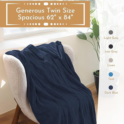 Electric Heated Blanket 62"x84" Twin Size Microplush Cover Blanket, 4 Heat Settings & 10 Hours Auto Off, Cozy & Warm for All Night, Machine Washable, Navy Blue
