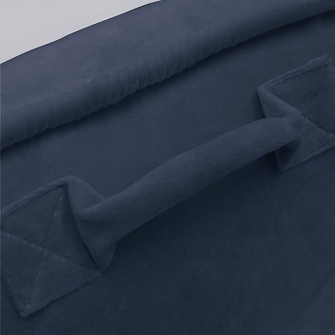 Super Soft Velvety Backrest Reading Bed Rest Pillow with Arms and Pockets 18" H for Sitting in Bed Couch Sofa, Back Support Wedge Cushion with Removable Cover, 20" x 18" x17", Navy
