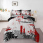 Feelyou Abstract Comforter Modern Abstract Art Comforter Set for Boys Girls Children Red Grey Black Pattern Bedding Set Room Decor King Size Duvet Set 3Pcs