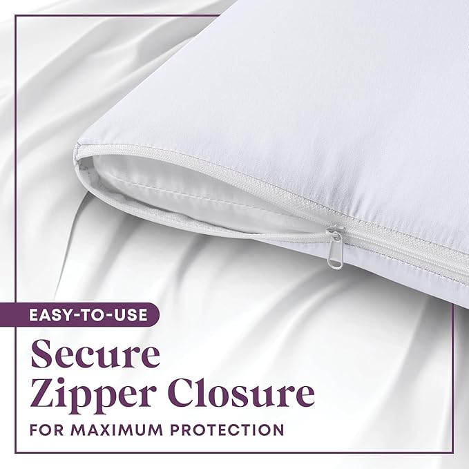 CirclesHome Wedge Pillow Cover 100% Cotton, Zippered Wedge Pillow Case Protector, Soft, Hypoallergenic & Breathable -White, (25Wx26Lx7.5)