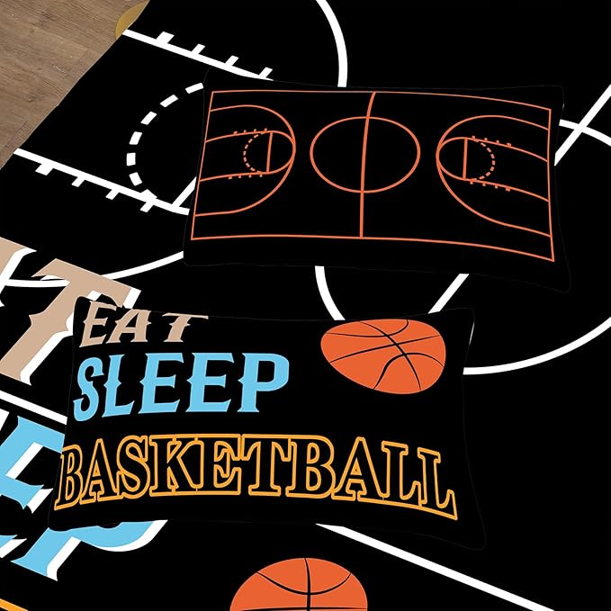 Peopleareok Basketball Bedding Set Twin (68x86 Inch), 3D Printed Basketball Theme Comforter, Sport Bedding Set for Boys Kids, 2 Pieces Soft Microfiber Comforter Set for Boys with Pillowcase