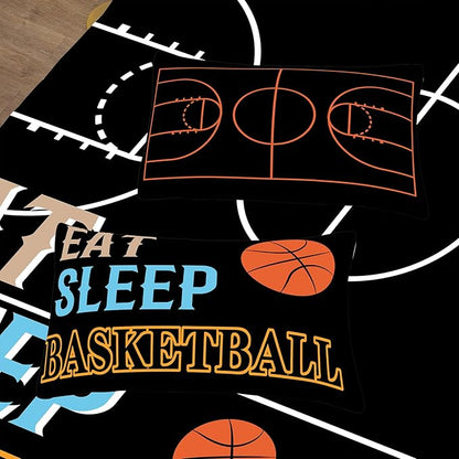 Peopleareok Basketball Bedding Set Twin (68x86 Inch), 3D Printed Basketball Theme Comforter, Sport Bedding Set for Boys Kids, 2 Pieces Soft Microfiber Comforter Set for Boys with Pillowcase