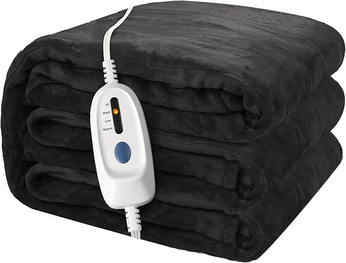 Electric Heated Blanket 72"x84" Full Size Microplush Cover Blanket, 4 Heat Settings & 10 Hours Auto Off, Cozy & Warm for All Night, Machine Washable, Iron Grey