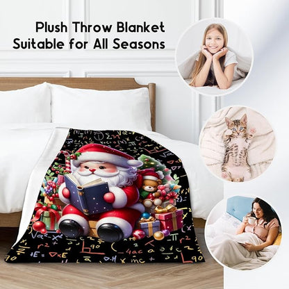 Mercuryelf Christmas Blanket for Book Lovers - Kids Toddler Blankets Gifts - 50x60 Inch Cozy Flannel Throw for Couch, Office Bed