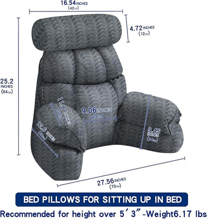 FXXUDVNIIN Back Pillow for Bed Sitting up – with 9.4" Armrests Bed Pillow for Sitting up,Inch Arms for Support, Ideal for Reading, Watching TV, Gaming, and Relaxing