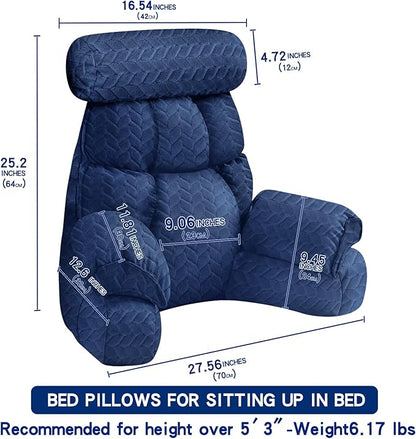 FXXUDVNIIN Back Pillow for Bed Sitting Up – Reading Pillow with 9.4" Armrest, Bed Pillow for Sitting Up & TV Pillows for Relaxing, Floor Pillow, Back Support Pillow for Adults