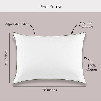 kate spade new york Noel Soft/Medium 20" x 28", Adjustable Down Alternative Pillow, 300 Thread Count Cotton Cover, Best for Back or Stomach Sleepers, Queen, White