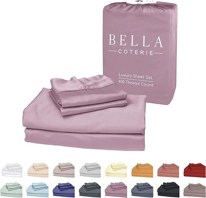 Bella Coterie Luxury Bamboo Viscose 34” Split Top King Size Sheet Set | 1 Fitted Sheet for Sleep Number & Adjustable Beds | 100% Organically Grown | Cooling & Soft | 18” Deep Pocket [Lilac]