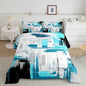 Abstract Comforter Set for Girls Boys Kids Modern Abstract Art Comforter Room Decorative Teal Blue White Black Bedding Set Luxury Duvet Set Toddler Size 2Pcs Comforter Inner Fill