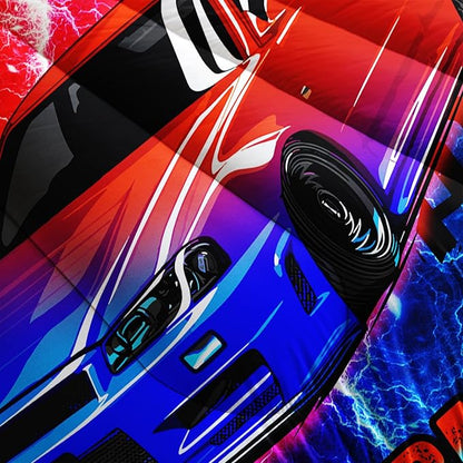 AILONEN Cool Racing Car Comforter Set Twin Size, Sports Car Bedding Sets for Kids Boys Teens,Extreme Speed Race Bed in a Bag,Lightning Racing Duvet Set,1 Quilt and 2 Pillowcases,3 Pieces