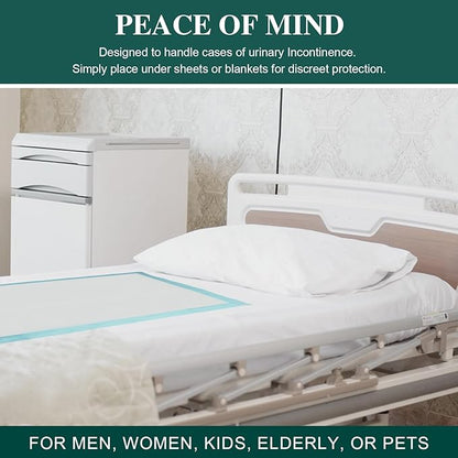 Tear-Resistant Incontinence Bed Pads 40'' x 36'' (50 Count ) with 130 Gram Heavy Duty Disposable Underpads Chucks Pads for Adults, Kids & Elderly | Protection Pads for Bed, Sofa, and Chair