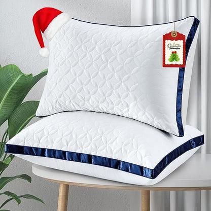 Pillows Standard Size Set of 2, Cooling Bed Pillow Hotel Quality Pillows 2 Pack for Back, Stomach or Side Sleeper, Fluffy Pillow with Down Alternative for Bed Sleeping, Machine Washable