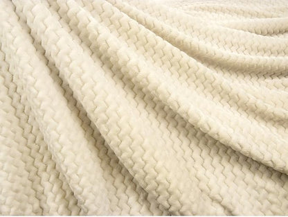 PAVILIA Cream Twin Bed Blanket Reversible Sherpa Chevron, Soft Cozy Jacquard Weave Textured Throw Sofa Couch, Thick Warm Large Fleece Car Blanket, Decorative Plush Home Decor Gift, 60x80 Ivory Beige