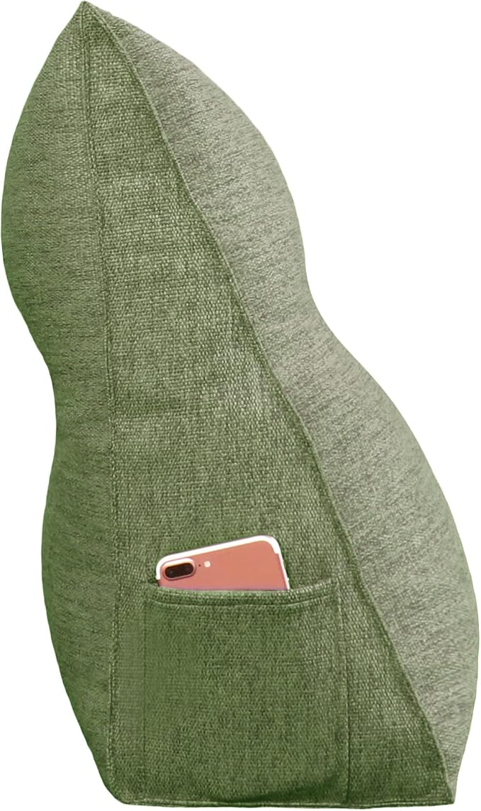 Wedge Pillow Headboard Reading Pillow for Sitting Up in Bed Adult Backrest Large Triangle Bolster Pillow for Couch Daybed Cushion Lumbar Body Support Leg Positioning（Green, Twin）