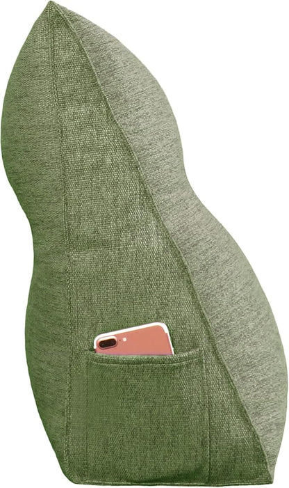 Wedge Pillow Headboard Reading Pillow for Sitting Up in Bed Adult Backrest Large Triangle Bolster Pillow for Couch Daybed Cushion Lumbar Body Support Leg Positioning（Green, Twin）