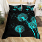 Castle Fairy Dandelion Duvet Cover Set Twin Size, Kids Boys Green Blue Glowing Plant Theme Comforter Cover Bedroom Decor, Natural Bohemian Style Microfiber Polyester Bedding Set with 1 Pillowcase