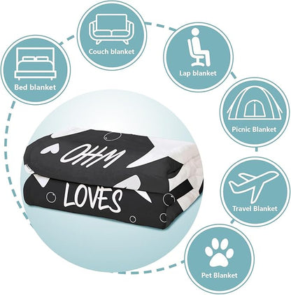 Shark Lover Blanket, Just A Girl Who Loves Sharks Blanket, Soft Warm Cozy Fleece Throw, Gifts for Girls Women Kids, 50"x60", Black