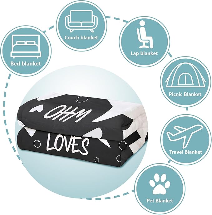 Shark Lover Blanket, Just A Girl Who Loves Sharks Blanket, Soft Warm Cozy Fleece Throw, Gifts for Girls Women Kids, 60"x80", Black