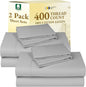 California Design Den 2-Pack Full Size Sheet Sets 400 Thread Count 100% Cotton Sateen - Soft and Breathable Sheets, 2 Sets of Deep Pocket Bed Sheets - Light Grey