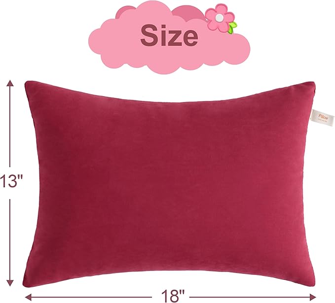 BEDSUM 2 Pack Pillows, 13"x18" Microfiber Pillow for Travel, Pets, Soft and Machine Washable Small Pillows for Neck, Wrist, and Knee Comfort, Red