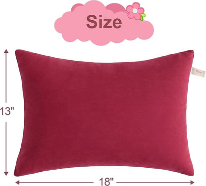BEDSUM 2 Pack Pillows, 13"x18" Microfiber Pillow for Travel, Pets, Soft and Machine Washable Small Pillows for Neck, Wrist, and Knee Comfort, Red