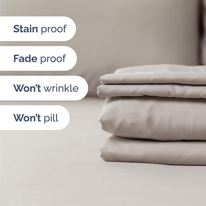 Queen 6 Piece Sheet Set - Comfy Breathable & Cooling - Ultra-Soft Hotel Luxury Bedding Set w/ 8-16 Inch Deep Pockets - 1 Flat & 1 Fitted Sheet & 4 Pillowcases - Wrinkle Free & Easy Care - Light Grey