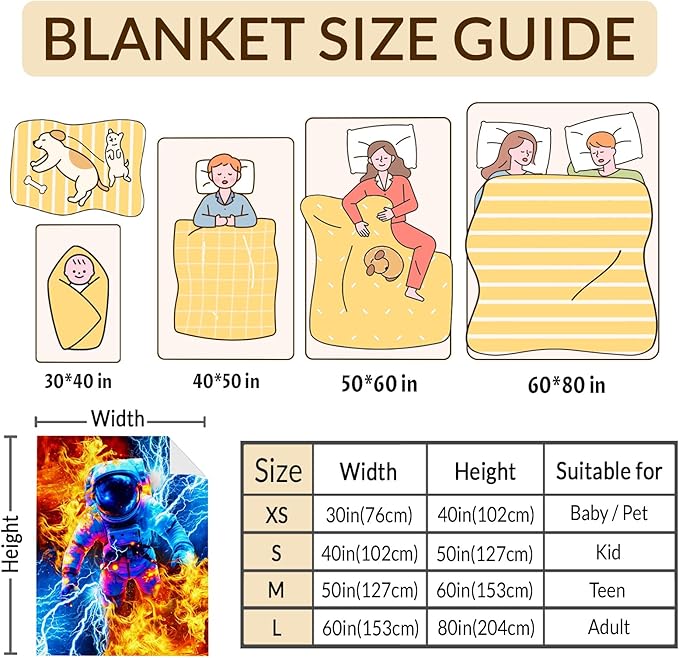 Blanket for Boys Kids Astronaut Throw Blankets Gift - 60x80 Inches Soft Comfy Cool Astronaut Throw for Sofa Chair Bed Office Home Decor