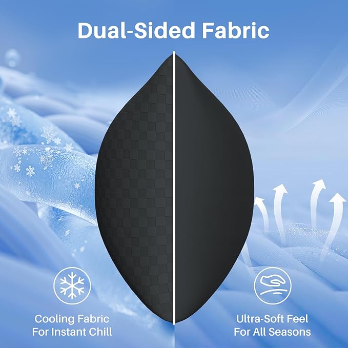 YZ HOME Cooling Body Pillow for Adults- Pillow Insert with Shredded Blue Memory Foam, Soft Support for Side Sleeper, Pregnant Women，Back Pain Relief, Washable Pillowcase (20x54 Inch, Dark Gray)