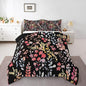 Erosebridal Cute Red Floral Comforter Set King for Kids Girls Women,Colorful Wild Flower Bedding Set Boho Bedroom Decor,Watercolor Flowers Quilt Bed Set Rustic Wildflower Bed Comforter Set 3Pcs