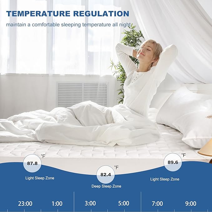 GRT Waterproof Mattress Protector Twin XL, Rayon Bamboo Mattress Protector Cooling Breathable, 3D Air Fabric Soft Mattress Cover with 6-26 inches Deep Pocket, Mattress Pad Machine Washable