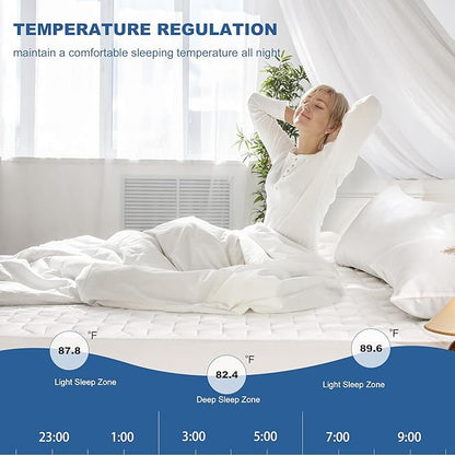 GRT Waterproof Mattress Protector Queen, Rayon Bamboo Mattress Protector Cooling Breathable, 3D Air Fabric Soft Mattress Cover with 6-26 inches Deep Pocket, Mattress Pad Machine Washable