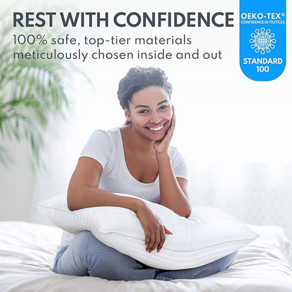 Queen Size Bed Pillows - Premium Down Alternative Cooling Pillows Set of 2 for Side, Back, and Stomach Sleepers Fluffy Hotel Quality Soft Microfiber Fill Breathable Skin-Friendly