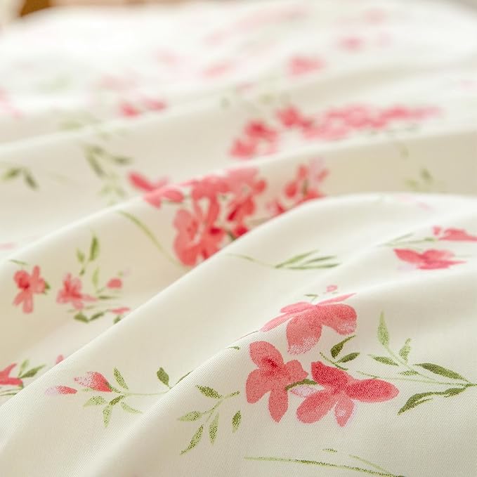 Jane yre Duvet Cover Floral King Brushed Microfiber 3 Pieces Bedding Sets, Garden Style Pattern Duvet Cover Flower, with Zipper Closure, Luxury Soft Breathable Comfy