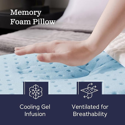 Weekender Gel Memory Foam Pillow - Queen Size - 1-Pack - Medium Plush Feel - Neck and Shoulder Support - Side, Stomach, and Back Sleepers - Home, Hotel, & Hospital Essentials - CertiPur Certified