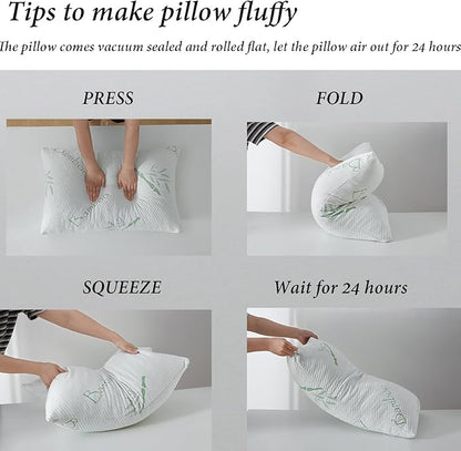 Memory Foam Pillows Queen Size set of 2, Shredded Memory Foam Bed Pillow for Sleeping, Adjustable Fluffy Pillow with Cooling Breathable Cover for All Sleepers, Hotel Quality Rest Pillow Queen 2 Pack