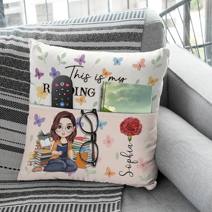 ENCYCOM Personalized Book Reading Pocket Pillow - Custom Reading Pillows with Name – Uniqua Gift for Bookworm Girls, Women Who Love Books, Perfect for Bed or Cozy Corner (Reading Pillow 05)
