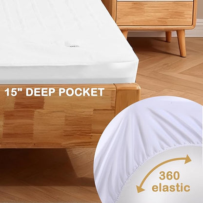 Electric Mattress Pad Full Size 54"x75" with 10 Hours Auto Off 4 Heat Setting Simple Controller Fit Up to 15 Inch Deep Pocket, Machine Washable- White