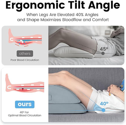 OasisSpace Adjustable Leg Elevation Pillow with Memory Foam- Leg Rest Pillow for Circulation and Elevation,Sleeping - Wedge Pillow for Legs, Back, Foot and Knee Injury with Removable Cover