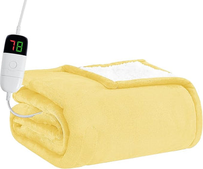 BOMOVA Heated Electric Blanket Throw Size- 50" x 60" Heating Blanket with 10 Heating Levels & 8 Hours Auto Off, Warm Flannel Blanket, Christmas Birthday Gifts for Women